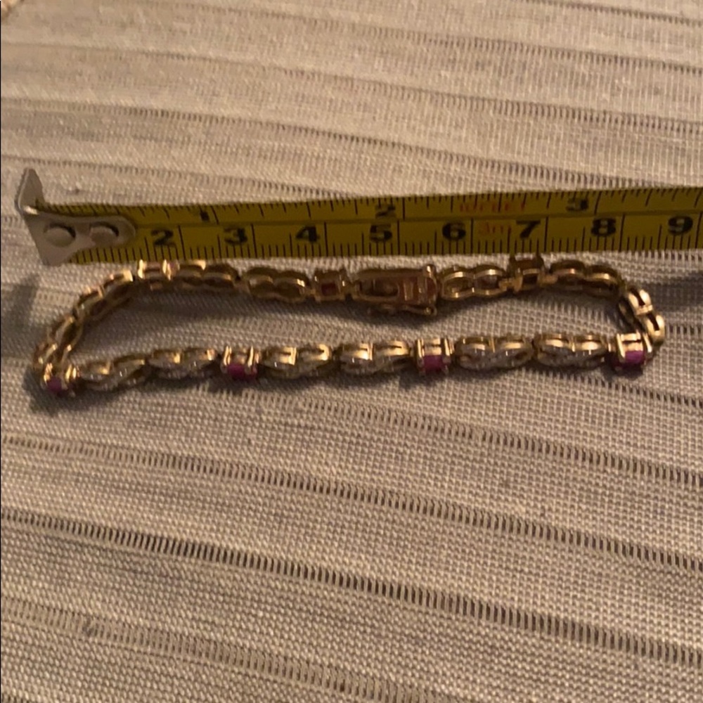 Sterling Silver Ruby Real Ruby Stone Bracelet - image 5